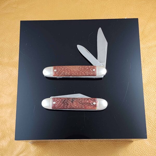 Vintage USA Made Folding Knife With Brown Synthetic Jigged Scales