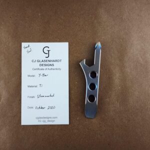 Titanium Mini Pry Bar with Beautiful Heat Treat Patina knife for sale