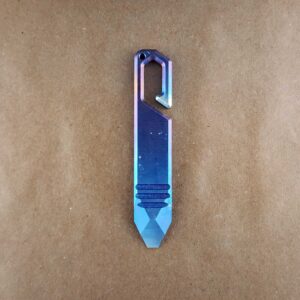 Titanium Mini Pry Bar with Beautiful Heat Treat Patina knife for sale