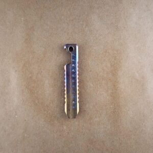 Titanium Mini Pry Bar with Beautiful Heat Treat Patina knife for sale