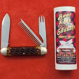 GEC #352320 Autumn Leaf Jigged Bone Beer and Sausage Bar Tool knife for sale