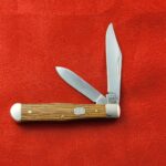 Case XX Burbon Barrel White Oak Wood Smooth Small Swell Center Jack 7225 1/2 SS knife for sale