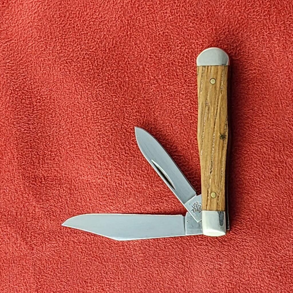 Case XX Red Orange Maple Burl Wood Smooth Half Whittler 7208 in Damascus – gallery image 29