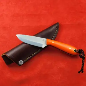 L. T. Wright Frontier First Scandi D2 Orange G-10 w/ black Liners knife for sale