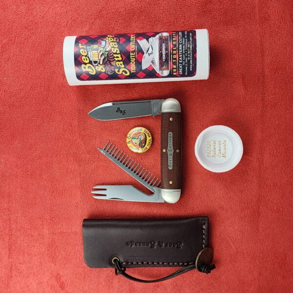 GEC #352320 Natural Canvas Beer and Sausage Knife With Sheath – gallery image 1
