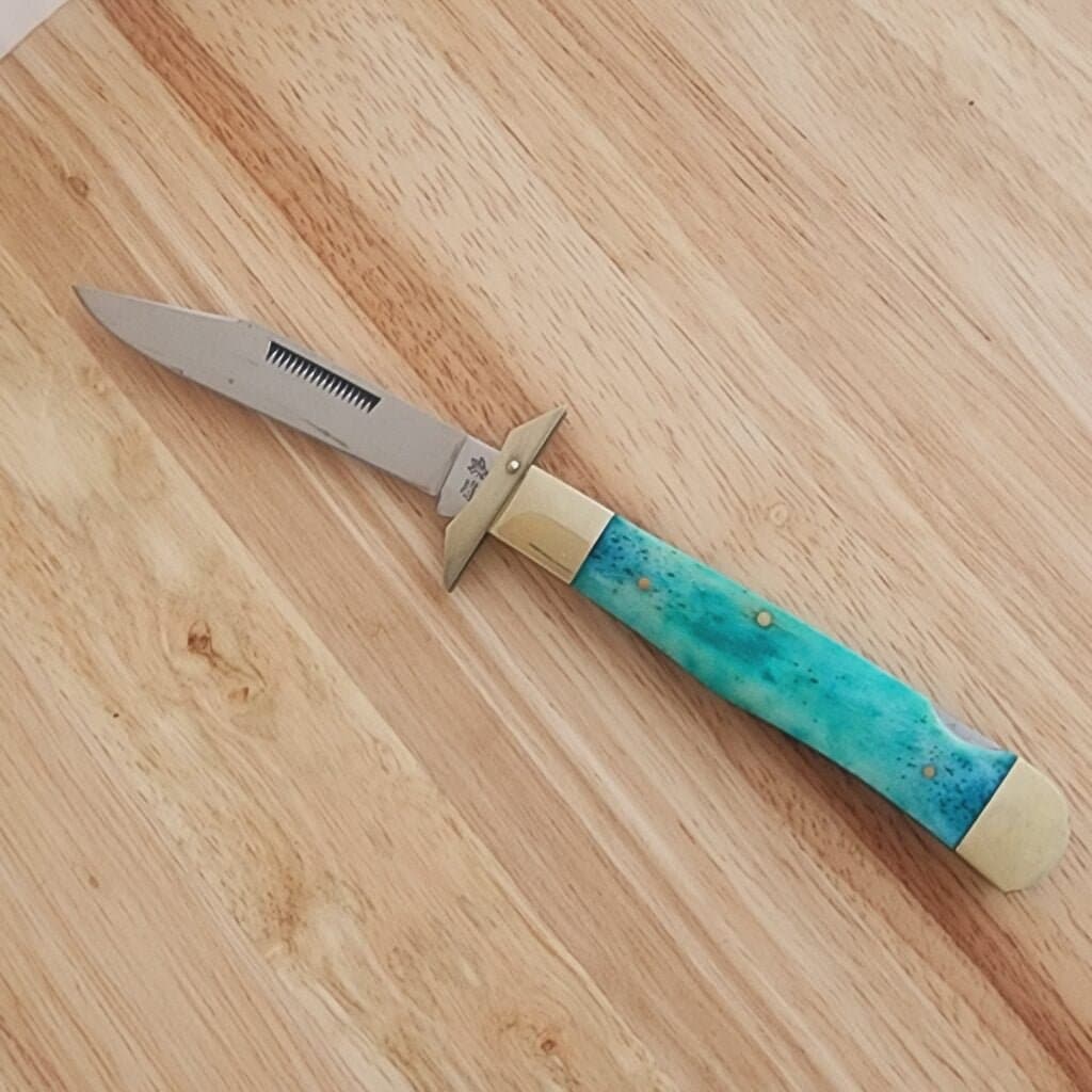 Frost Cutlery Blue Smooth Bone Lockback with Swing Guard – gallery image 3