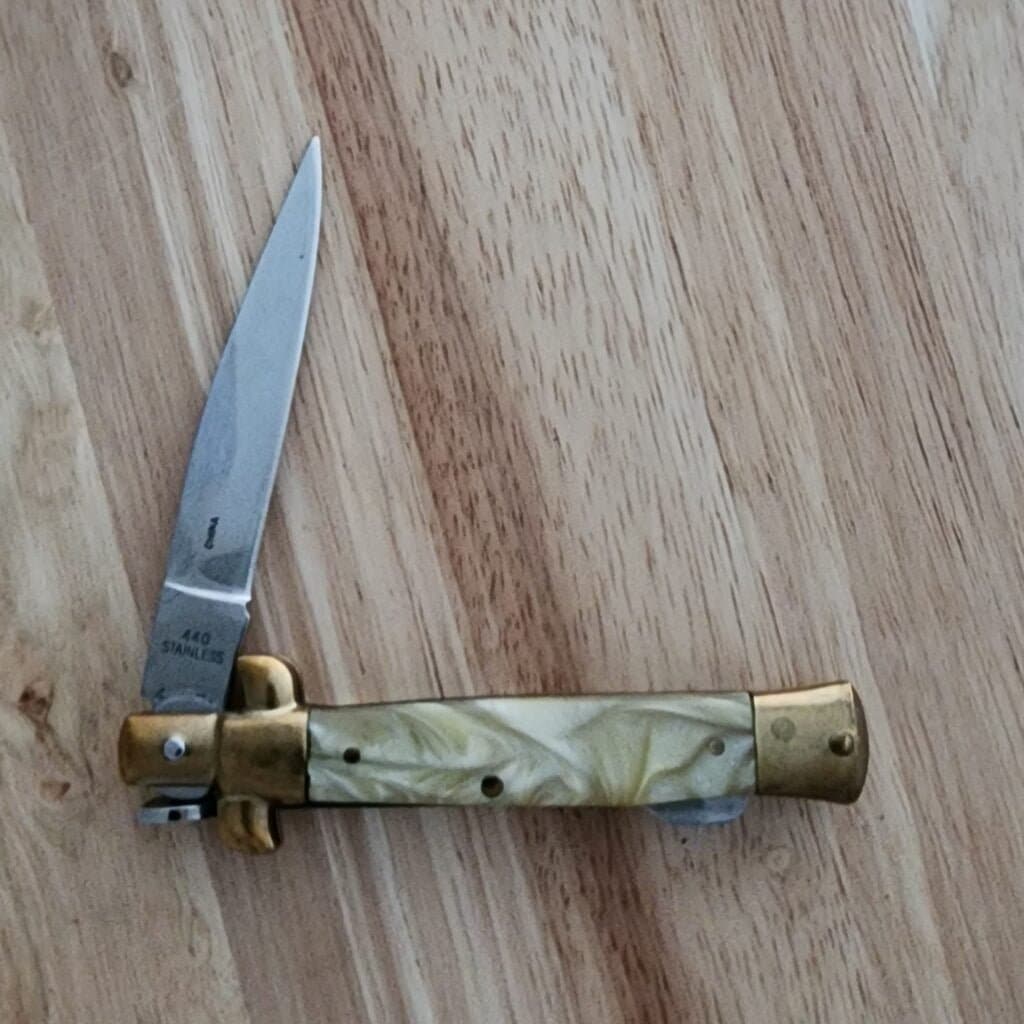 Steel Warrior by Frost Cutlery Lock Back Stiletto Mock MOP – gallery image 3