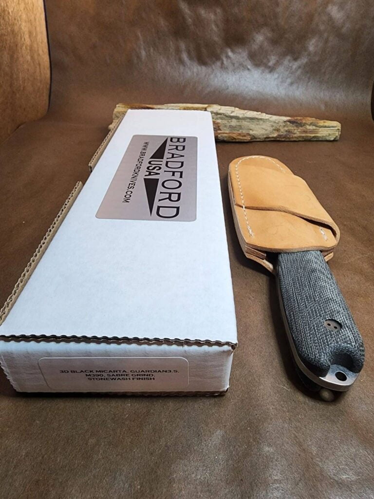 Bradford Gardian 3.5, Black Micarta ,M390, Sabre Grind, Stonewash Finish – gallery image 4