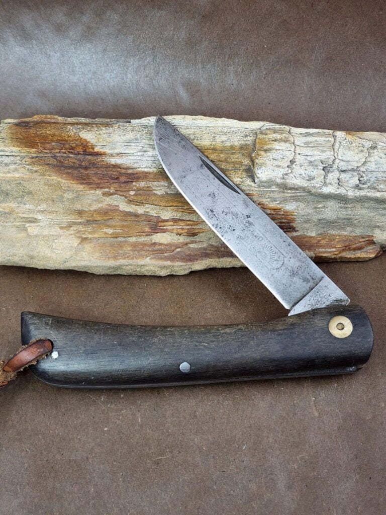 GERMAN EYE BRAND BY C SCHLIEPER SODBUSTER, 3 EYE KNIFE, 1970S-1981, WOOD HANDLES – gallery image 4