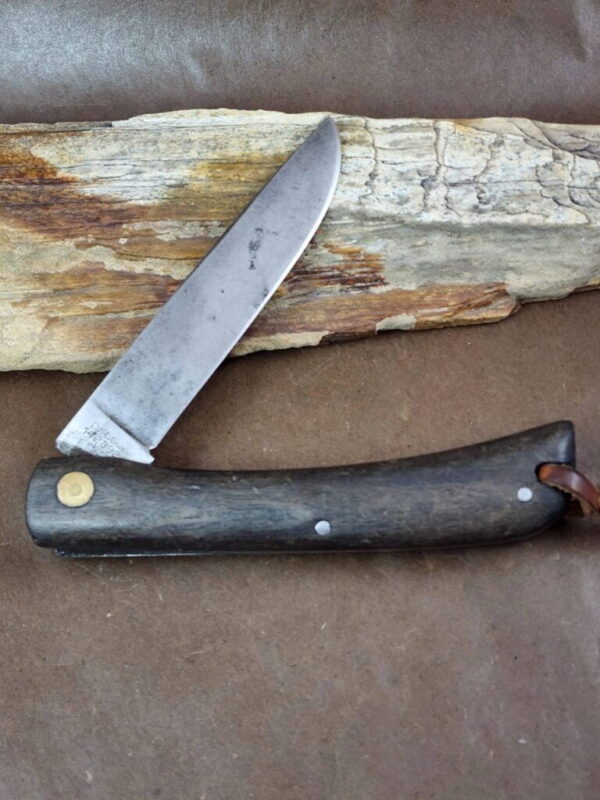 GERMAN EYE BRAND BY C SCHLIEPER SODBUSTER, 3 EYE KNIFE, 1970S-1981, WOOD HANDLES – gallery image 1