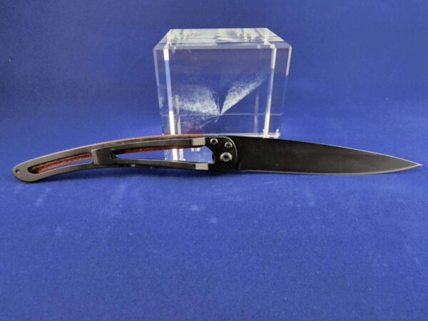 Deejo Tatoo: Earth black titanium coated blade with wilderness tattoo and Coralwood handles - Image 2