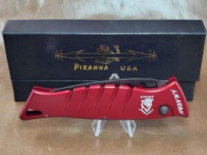 Piranha Amazon "Red" Plain 154CM Tactical Black Blade