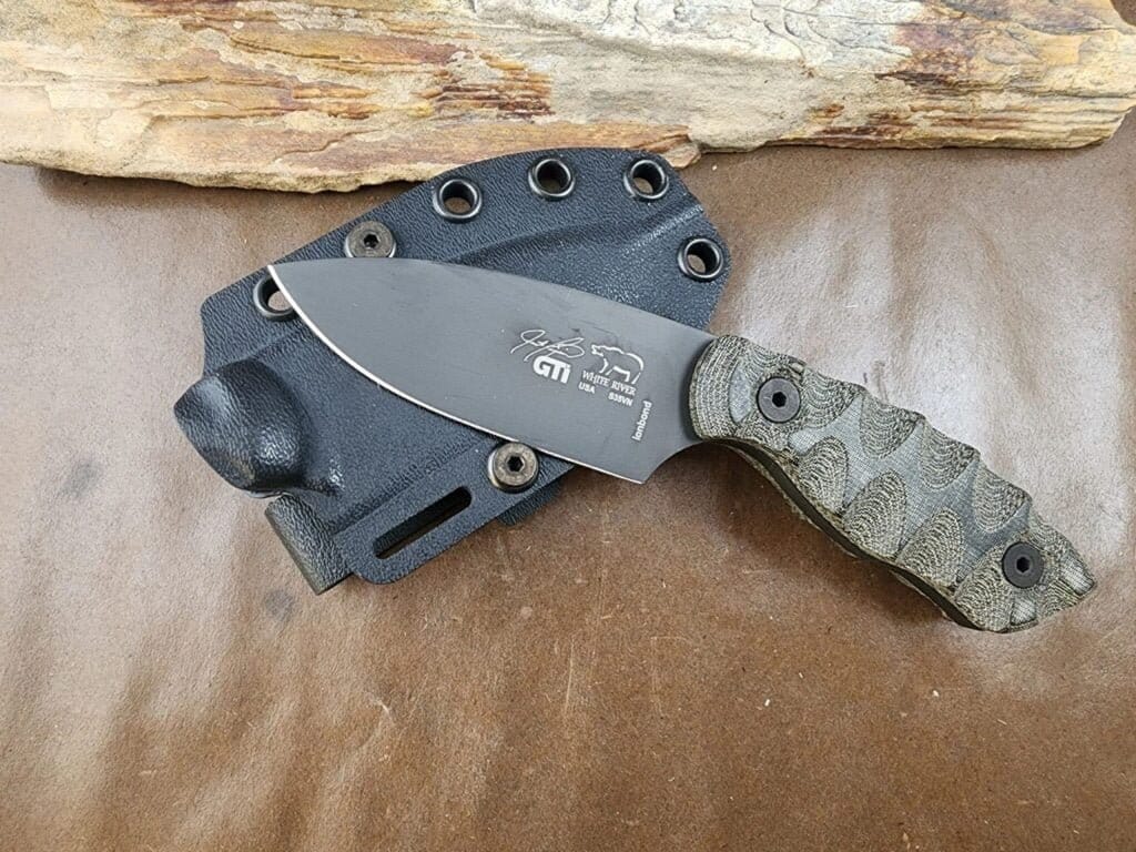 White River Knife & Tool GTI 3 Black and Olive Drab Linen Ionbond – gallery image 2