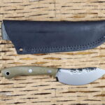 Lon Humphry Nessmuk Black Tail in Green Micarta with Forged 52100 Steel knife for sale