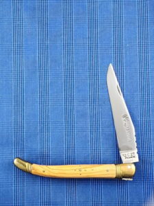 Laguiole Seahorse in Olive Wood. Vintage knife for sale
