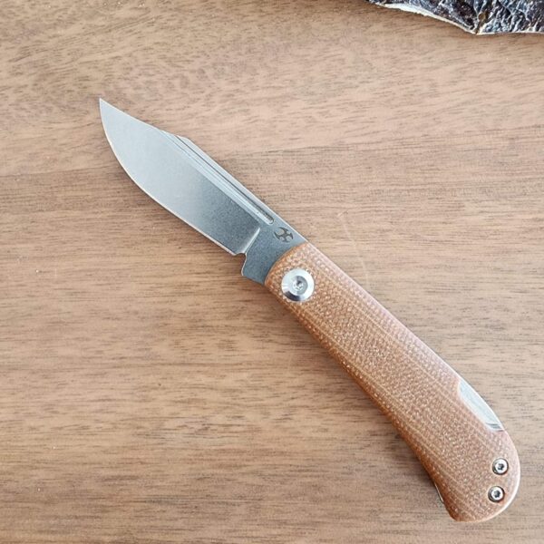 Kansept Back Lock in 154 CM and Brown Micarta by Nick Swan