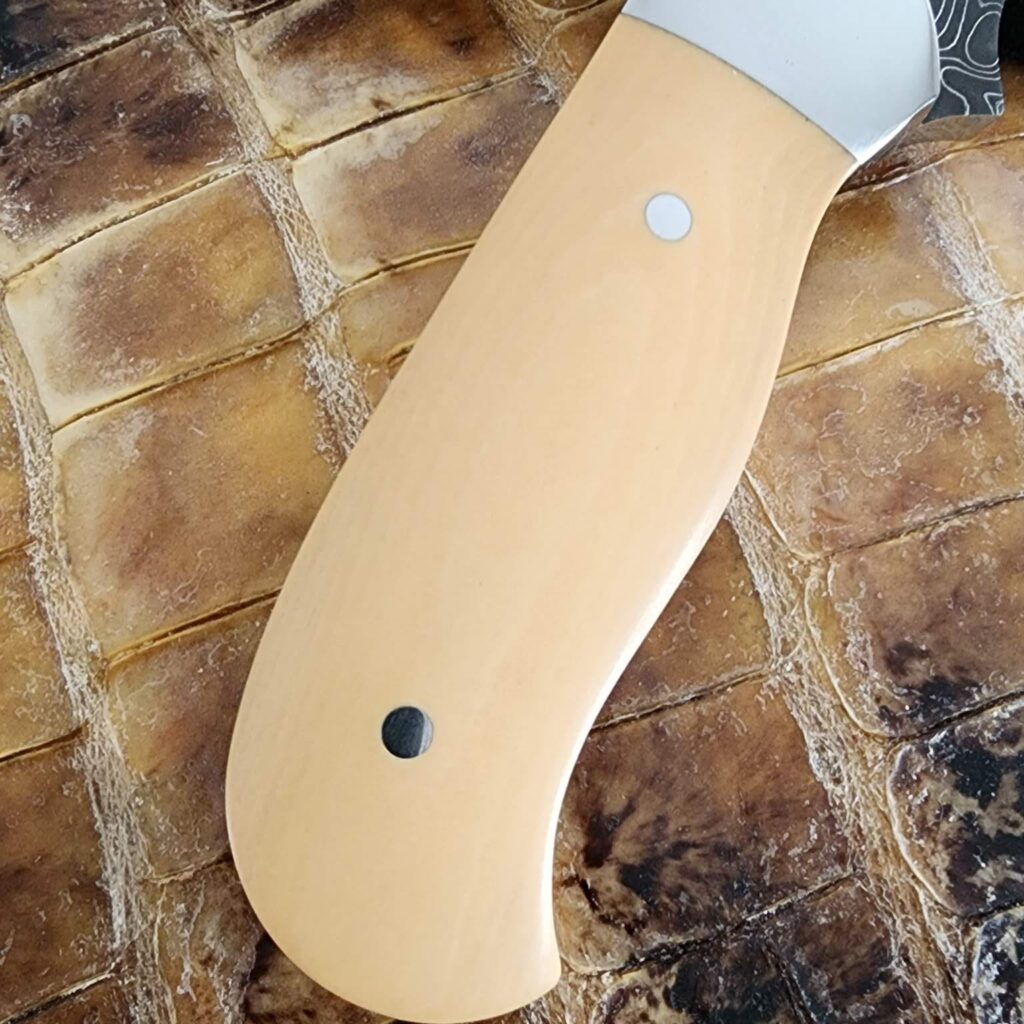 Jed Darby Custom Damascus Sheath Knife in Ivory Micarta 1995 – gallery image 3