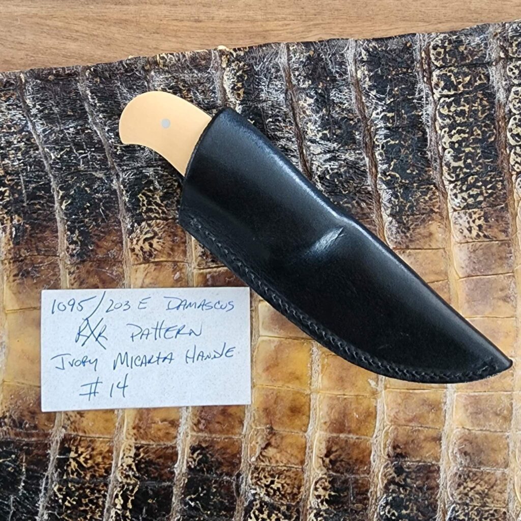 Jed Darby Custom Damascus Sheath Knife in Ivory Micarta 1995 – gallery image 6