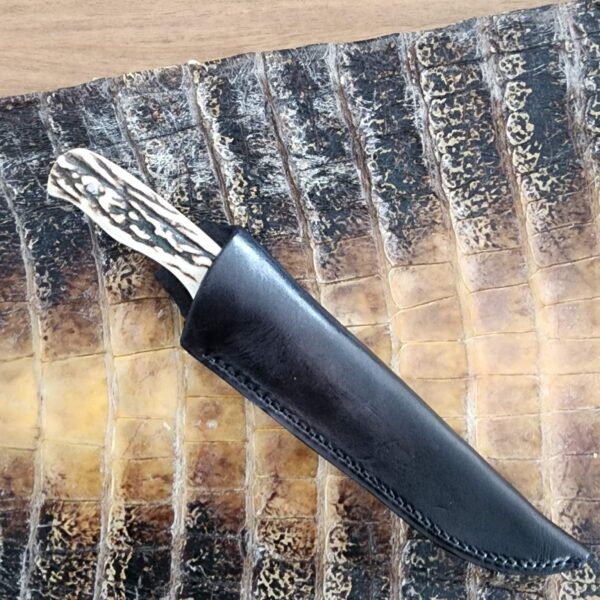 Jed Darby Custom 1996 Stag Sheath Knife With double finger grooves and beautiful file work - Image 2