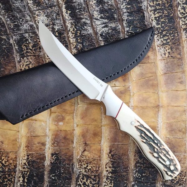 Jed Darby Custom 1996 Stag Sheath Knife With double finger grooves and beautiful file work - Image 4