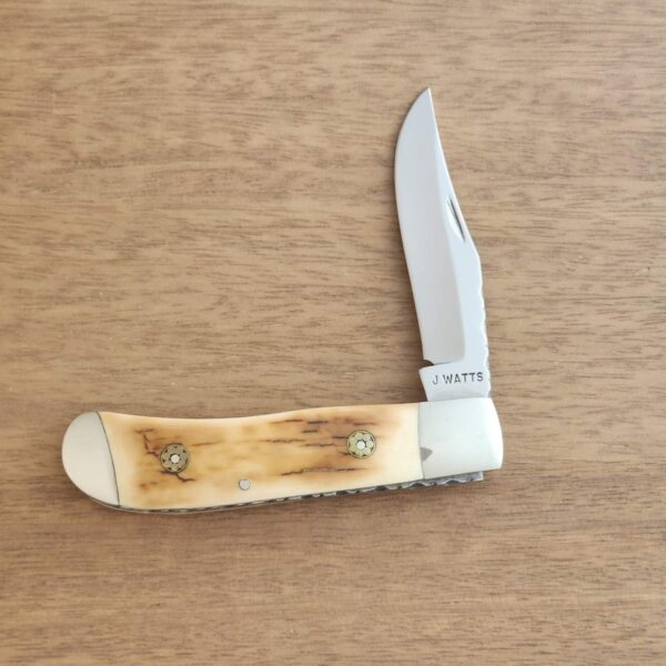 J. Watts Custom Slipjoint in Mastodon with hand crafted rivets and file work A25 – gallery image 1
