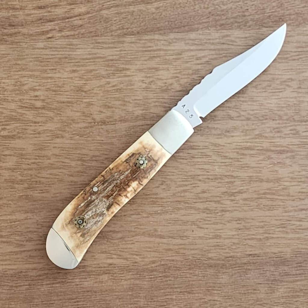 J. Watts Custom Slipjoint in Mastodon with hand crafted rivets and file work A25 – gallery image 2