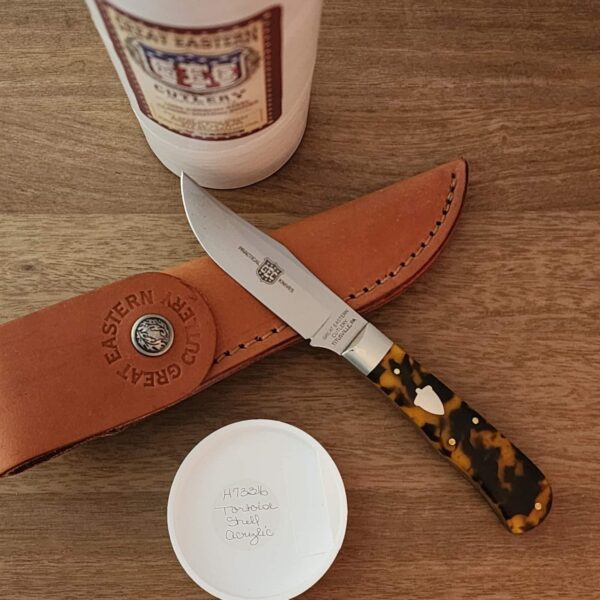 Great Eastern Cutlery #H73316 Tortoise Shell Acrylic Hunter with Leather Sheath (1 of 17) – gallery image 1