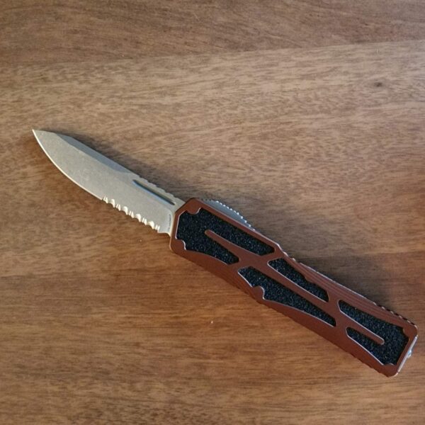 Heretic Knives Colossus Single Edge Stone Wash Serrated Root Beer H039-2B-RB - Image 2