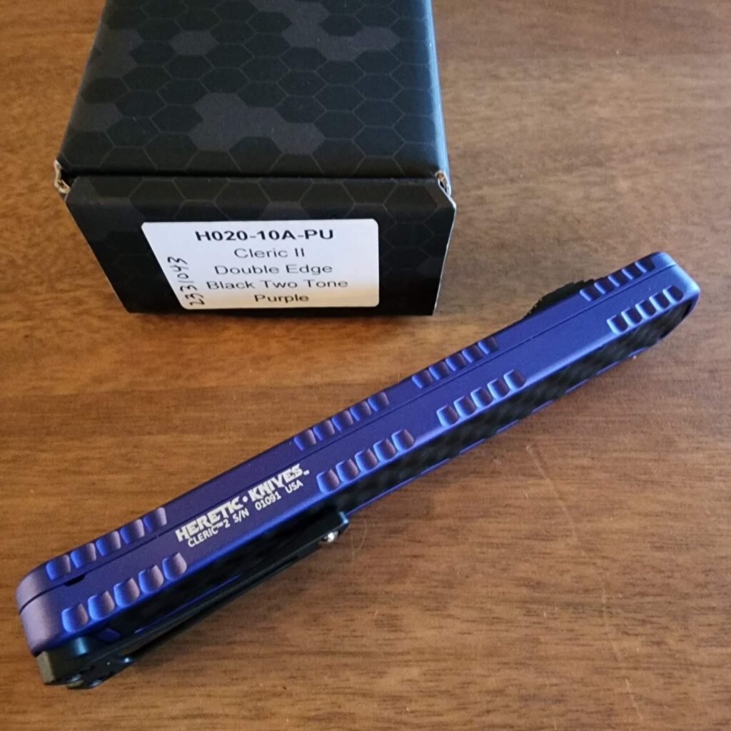 Heretic Knives Cleric II Double Edge Black Two Tone Purple H020-10A-PU – gallery image 4