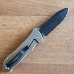 Paragon Knives USA "MOD" Master of Defense Frame Lock Aluminum Silver/Black Point Man knife for sale