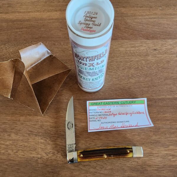 Great Eastern Cutlery #130124 Antique Yellow Spring Field Bone PROTOTYPE – gallery image 1