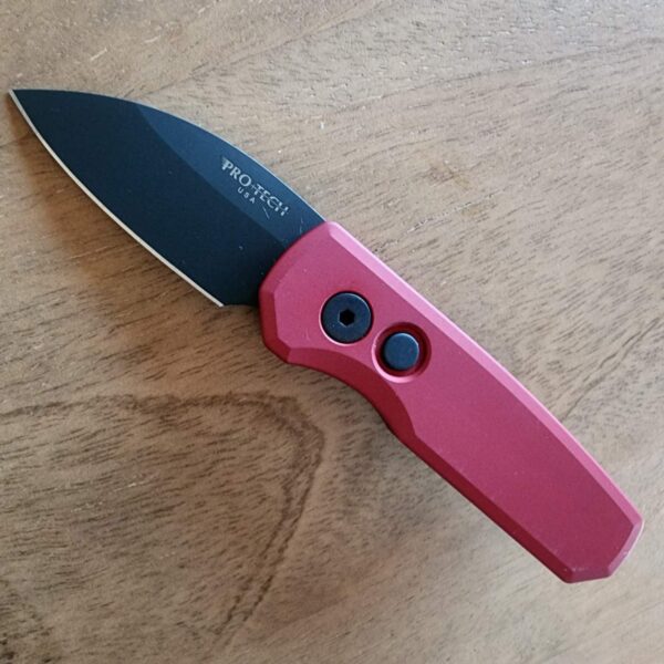 Protech r5303-red runt 5 Solid Red Handle, DLC Black Magnacut Wharncliffe Blade – gallery image 1