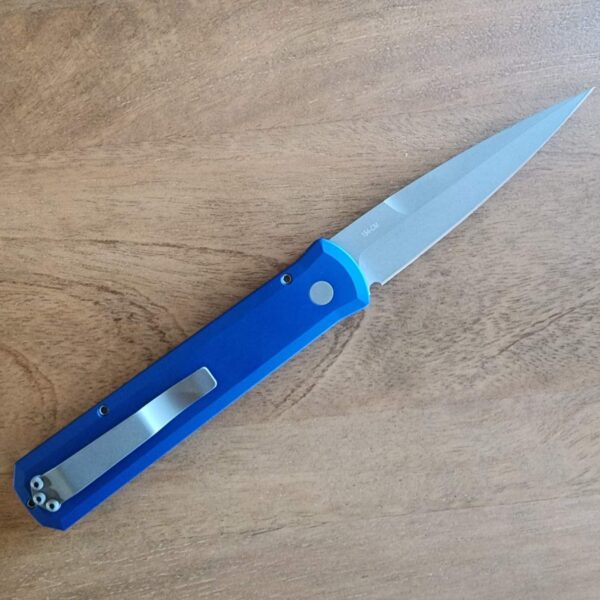 PROTECH 920-BLUE GODFATHER SOLID BLUE HANDLE BLASTED BLADE PLAIN EDGE - Image 6