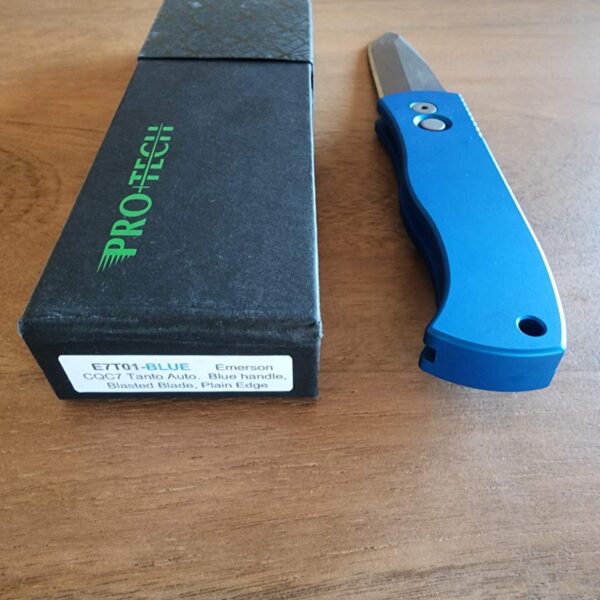PROTECH E7T01-BLUE EMERSON CQC7 TANTO BLUE HANDLE BLASTED BLADE PLAIN - Image 4