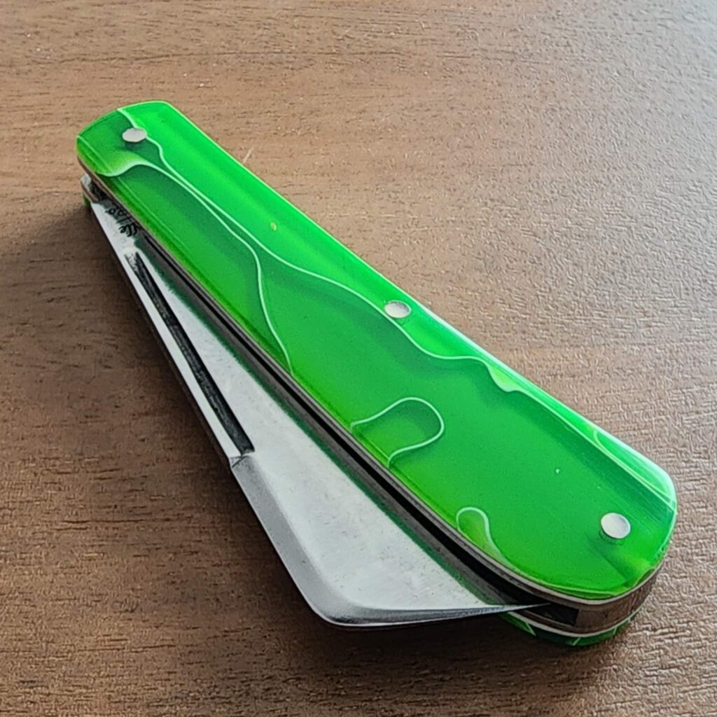Titusville Big Easy Cotton Sampler 1095 Carbon W/ Long Pull 1 of 1 PROTOTYPE 2024 Portal Fluid Acrylic Shadow Pattern knife for sale