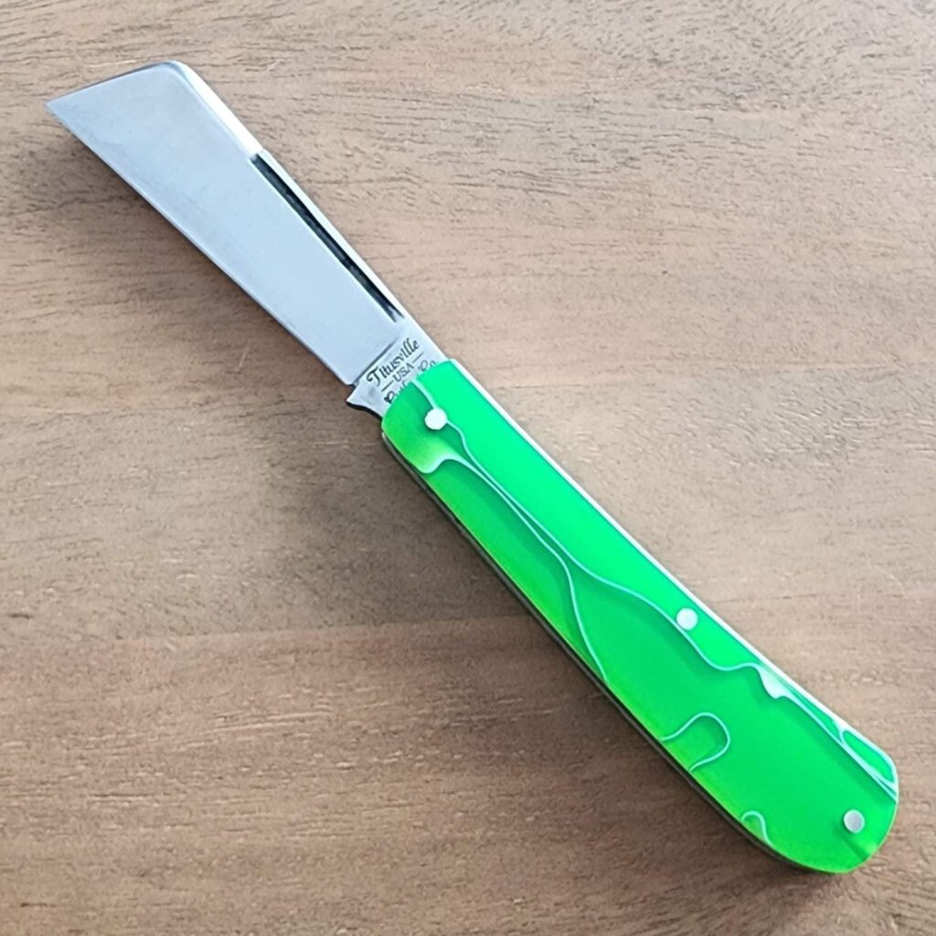 Titusville Big Easy Cotton Sampler 1095 Carbon W/ Long Pull 1 of 1 PROTOTYPE 2024 Portal Fluid Acrylic Shadow Pattern knife for sale