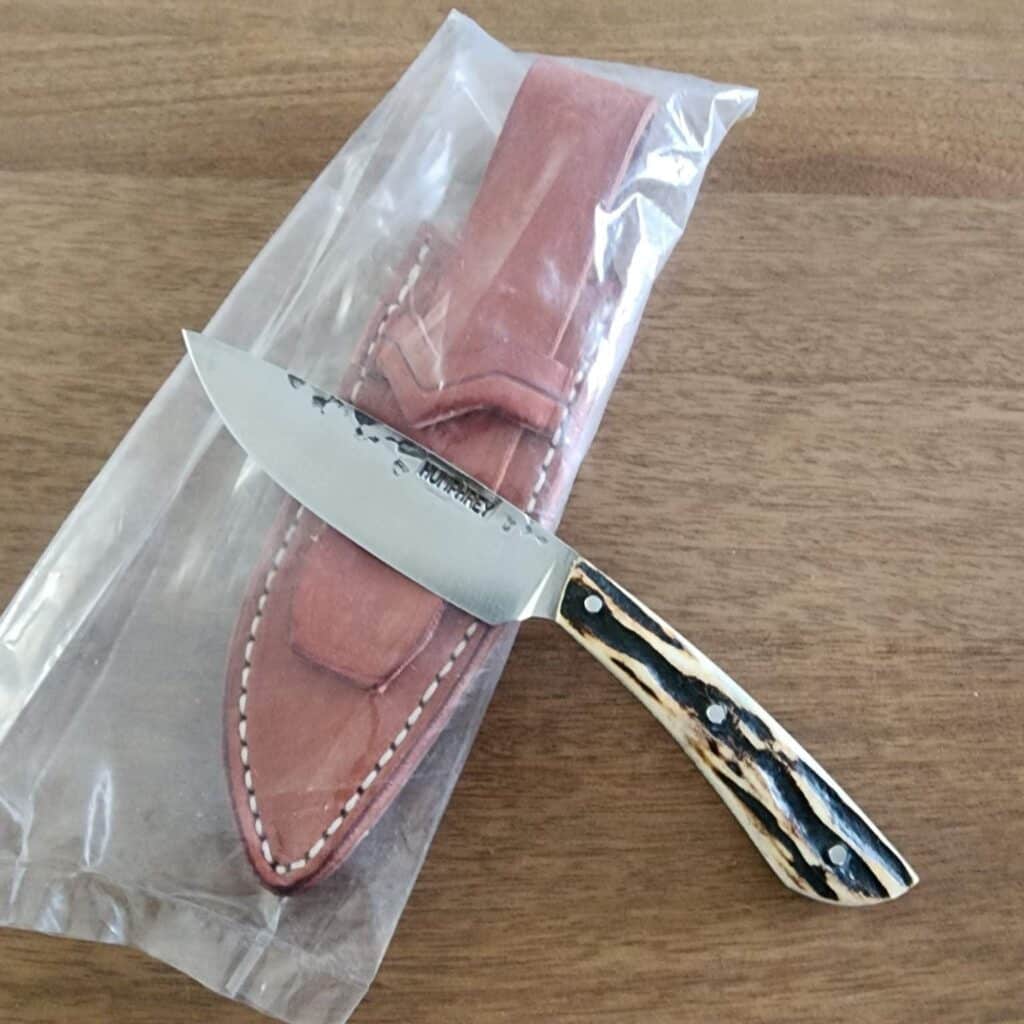Lon Humphrey's Hand Forged "The Fawn" in AEB-L Steel and Stag with Custom Leather Sheath – gallery image 4