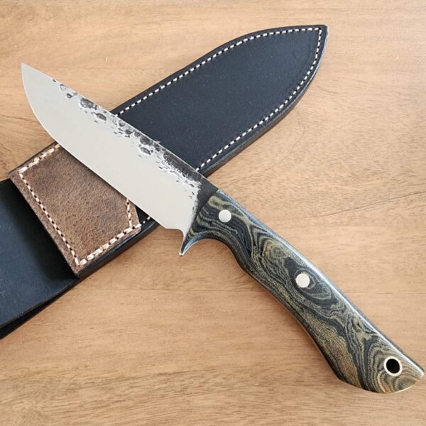 Lon Humphrey's Hand Forged Delta in 52100 and Camo Micarta with Black Liners – gallery image 1