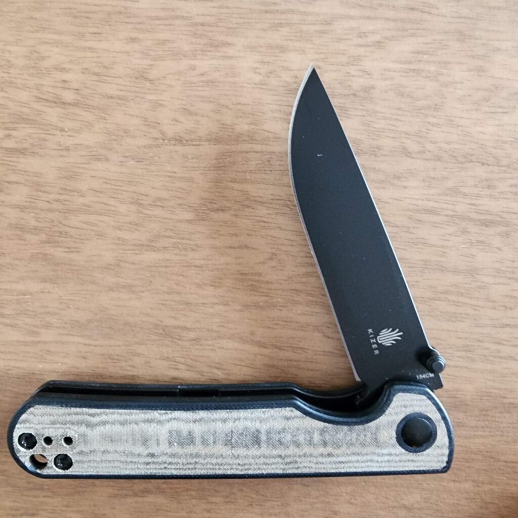Kizer Rapids by Carlos Elstner in Black 154 CM and Green Micarta /G10 (no box) knife for sale