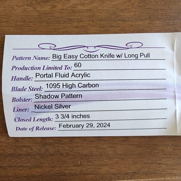 Titusville Big Easy Cotton Sampler 1095 Carbon W/ Long Pull 2024 Portal Fluid Acrylic Shadow Pattern - Image 6