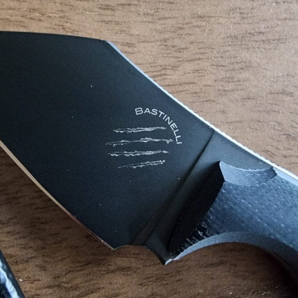 Bastinelli Creations BB Drago V2 Fixed 2" Black PVD N690CO Blade, Black G10 Handles, Kydex Sheath knife for sale