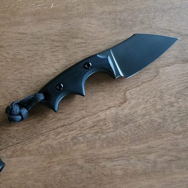 Bastinelli Creations BB Drago V2 Fixed 2" Black PVD N690CO Blade, Black G10 Handles, Kydex Sheath - Image 4