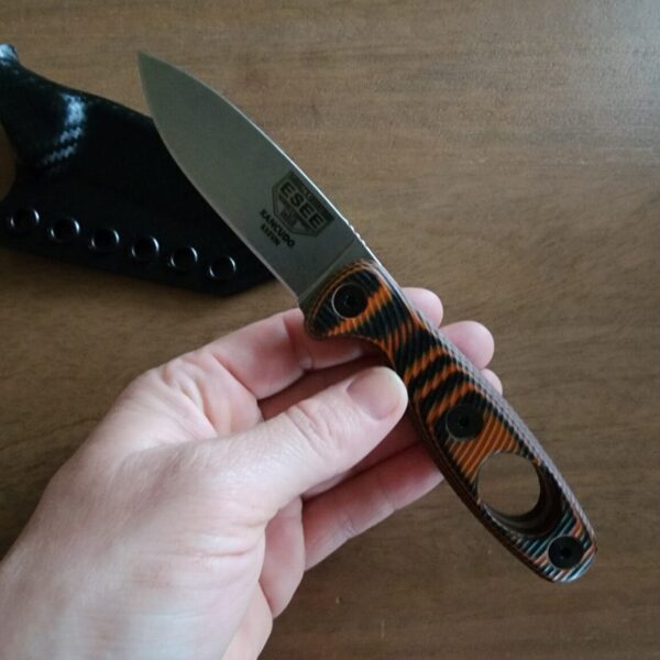ESEE Xancudo (S35VN steel) with 3d g10 scales with carabiner hole Upgraded Armatus Carry Solutions kydex sheath +1 Extra set of 3d g10 scales (variation without carabiner hole) - Image 4