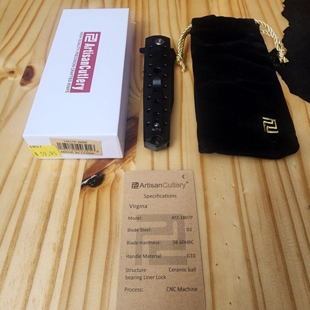 Artisan Virginia 1807P D2 Black G-10 Handle knife for sale