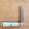 K'Roo Custom Damasteel Fancy Jack Dyed Bone Created April 2024 by W. O'Kelly knife for sale