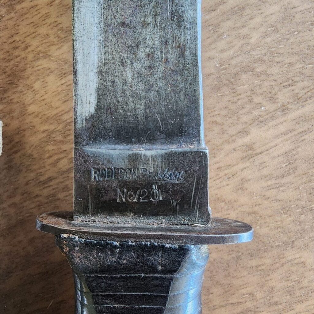 Robeson Shuredge No.20 USN MK1 Vintage Sheath Knife (Early Release with Large Lead Pummel) knife for sale