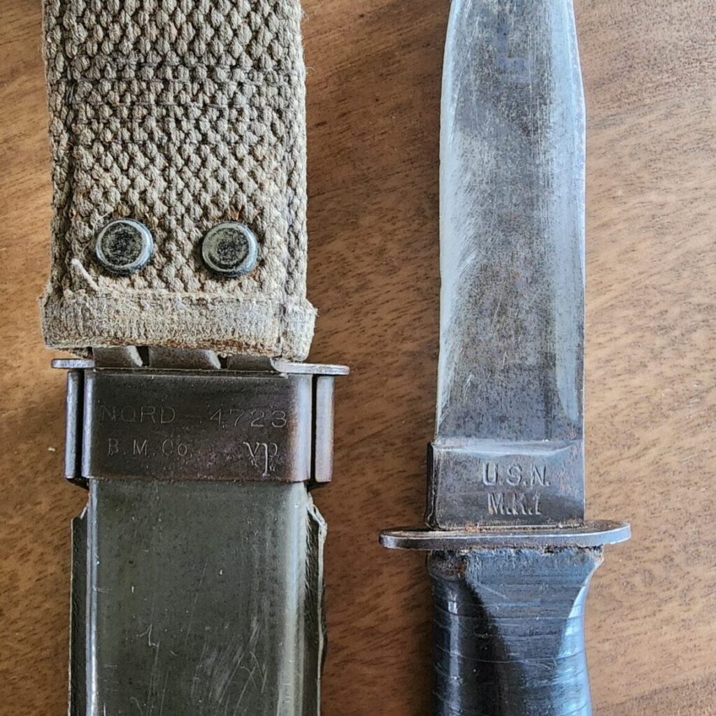 Robeson Shuredge No.20 USN MK1 Vintage Sheath Knife (Early Release with Large Lead Pummel) knife for sale