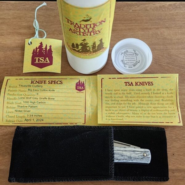 Titusville TSA Exclusive Lone Wolf Giraffe Bone Big Easy Cotton Sampler Shadow Pattern 1095 Carbon W/ Long Pull 1 of 6 - Image 5