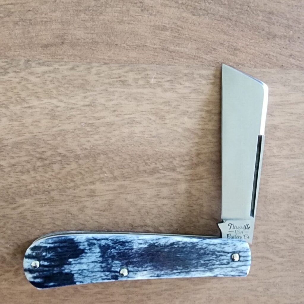 Titusville TSA Exclusive Lone Wolf Giraffe Bone Big Easy Cotton Sampler Shadow Pattern 1095 Carbon W/ Long Pull 1 of 6 knife for sale