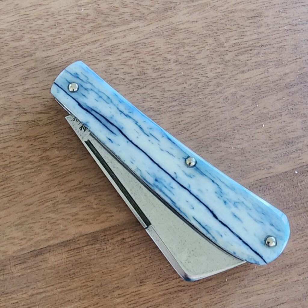 Titusville TSA Exclusive Olympic Blue Giraffe Bone Big Easy Cotton Sampler Shadow Pattern 1095 Carbon W/ Long Pull 1 of 6 knife for sale